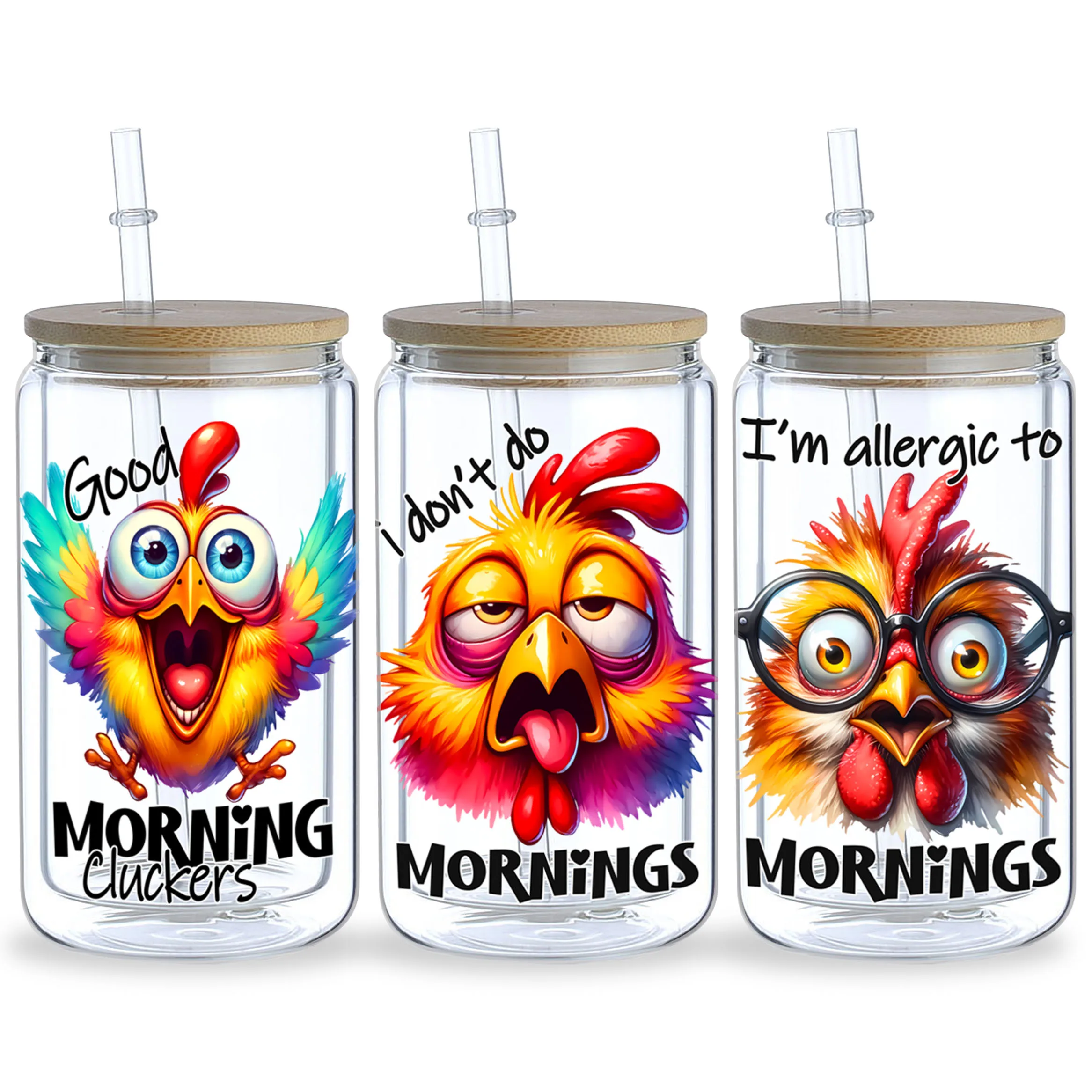 5 sheet Funny Animal UV DTF Cup Holders 16 oz, DTF Cup Holder Transfer Glass, Friction Transfer Stickers, Furniture Crafts