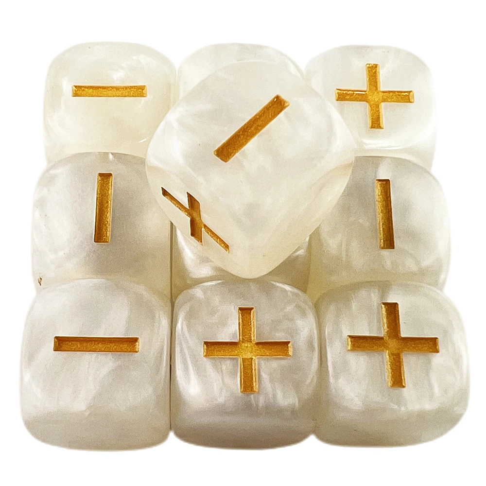 Fate Dice "+,-" 10PCS 16mm Mable Effect with Gold Ink for Fate & Fudge Game Accessories game dice dice set acrylic dice