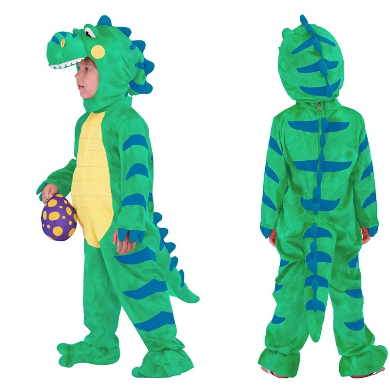 

Kids Green T-rex Halloween Costume Boys Realistic Dinosaur Dress Up Purim Party 2024