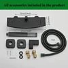 Black Shower Bathtub Faucet Chrome Wall-Mounted Waterfall 90 Ratation Bathroom Shower Set Hot Cold Water Mixer Tap Dual Handle 6