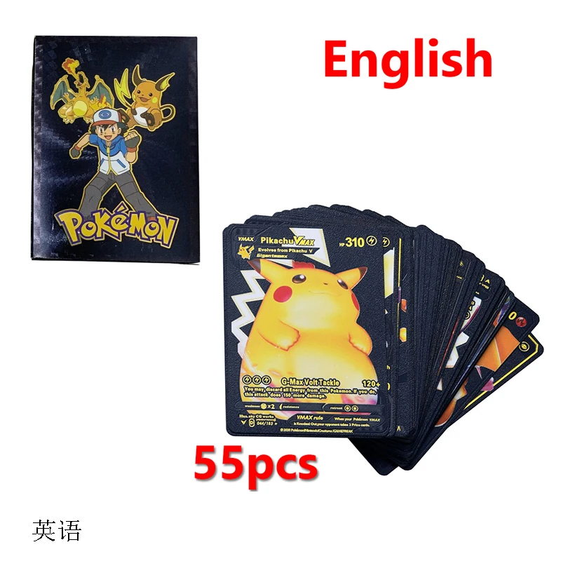 thumbnail image 1 of 27-55 Pcs Cards German Spanish French English Vmax GX Color Energy Card Pikachu Rare Collection Battle Trainer Boys Gift, 1 of 5