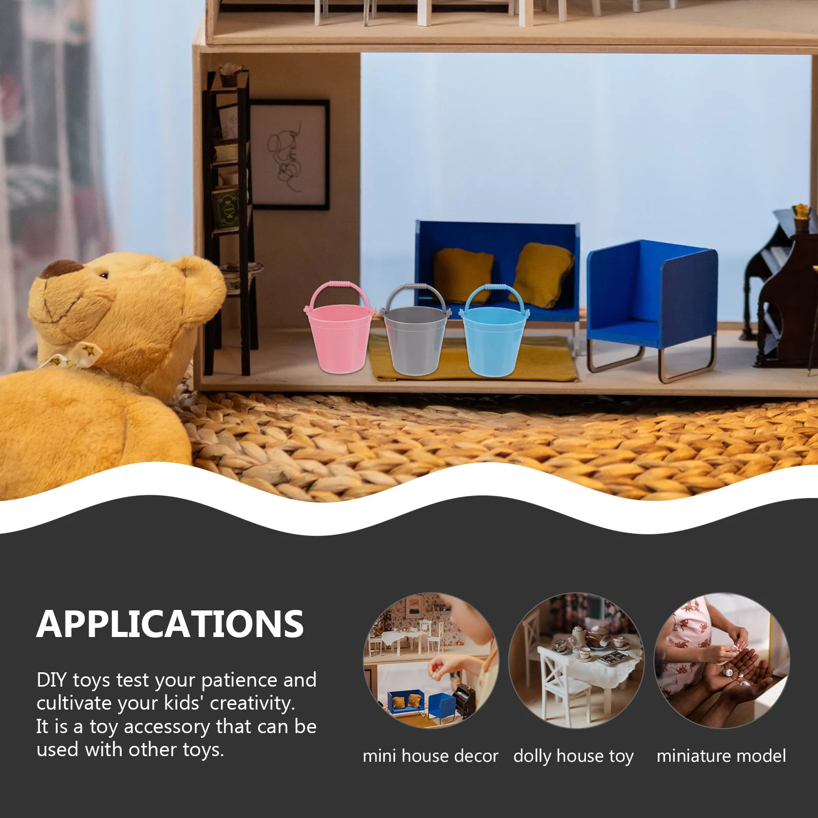 14Pcs 청소 도구 미니어처 버킷 장식 모래 물통 어린이를위한 정원 파티 레이아웃 소품 장면 소품 파티 장난감