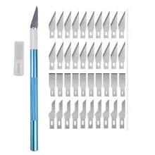 

Non-Slip Metal Scalpel Tools Kit Cutter Engraving Craft Blade+ 40pcs Blades Mobile Phone PCB DIY Repair Hand Tool Multi Blade