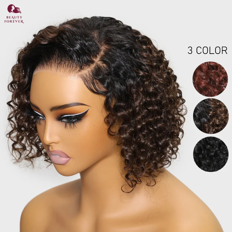 

Beauty Forever Ombre Brown Curly Bob Wig Lace Front Human Hair Wigs 7x5 Bye Bye Knots Glueless Wigs Ready To Wear For Women