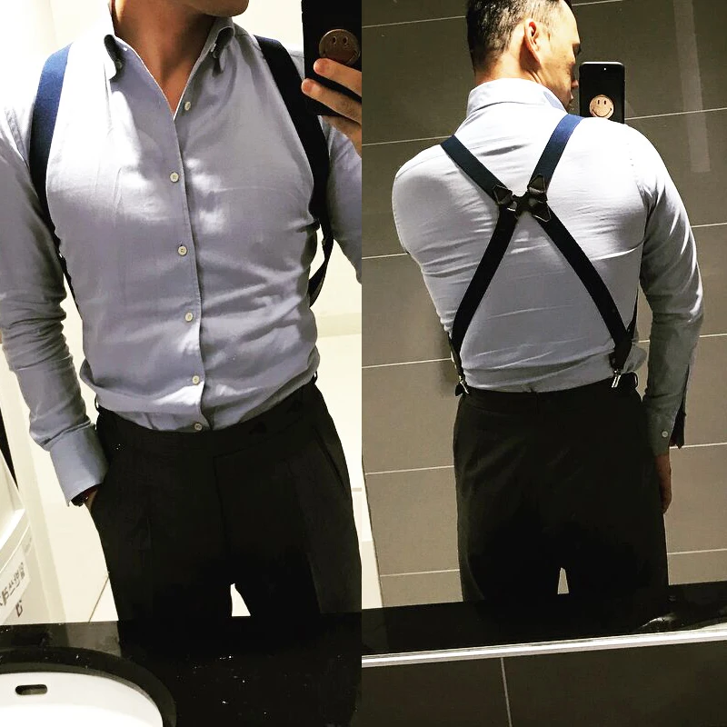 Adjustable Cross-Back Suspenders for Men Front Design View