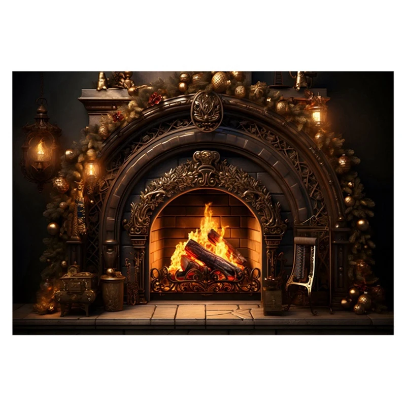 

1 шт. Рождественский фон, тканевый камин, Фотофон, украшение 210 см X 150 см