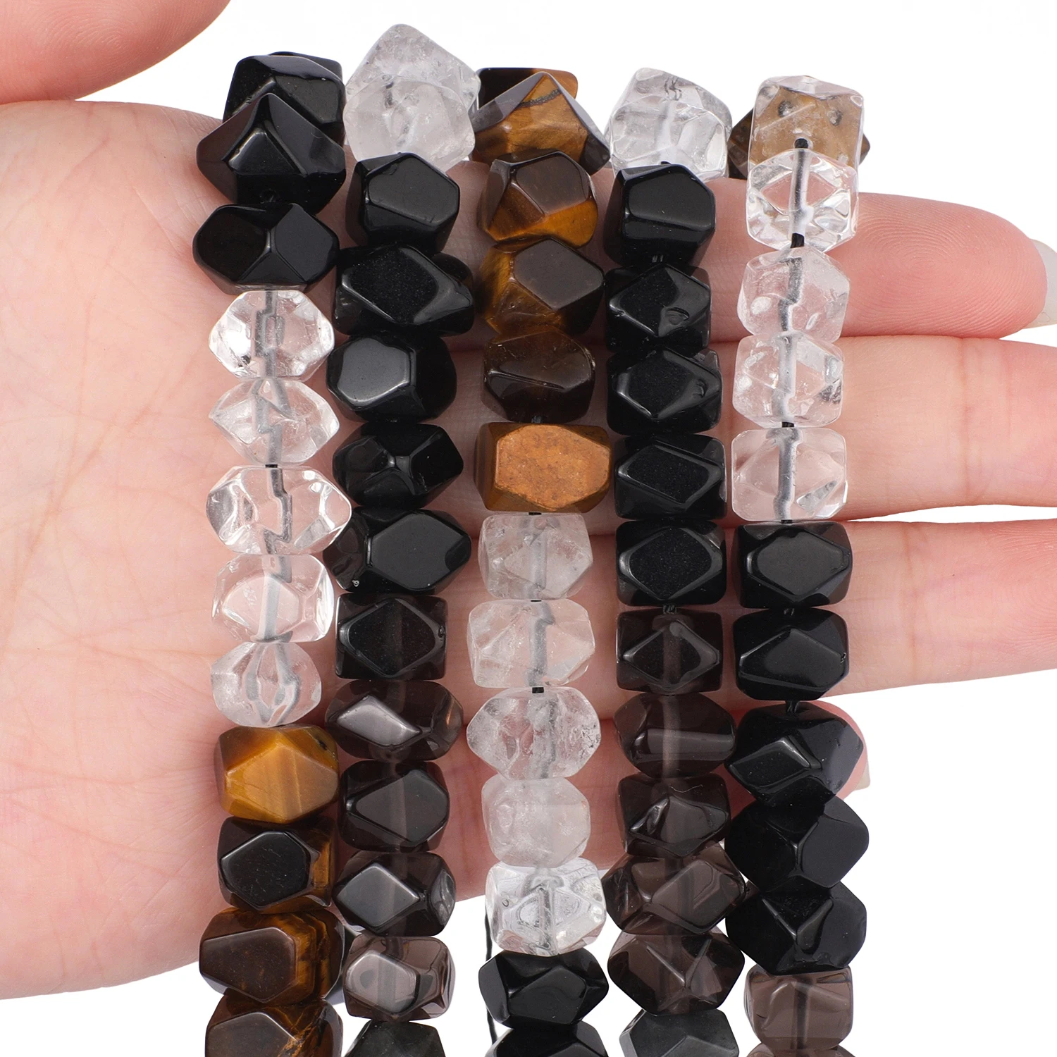6x11mm natürliche unregelmäßige Rondelle gemischte Steinperlen Rosenquarz Tigerauge Lapislazuli Perlen für DIY Schmuck Armband 7,5 Zoll – Detail 27