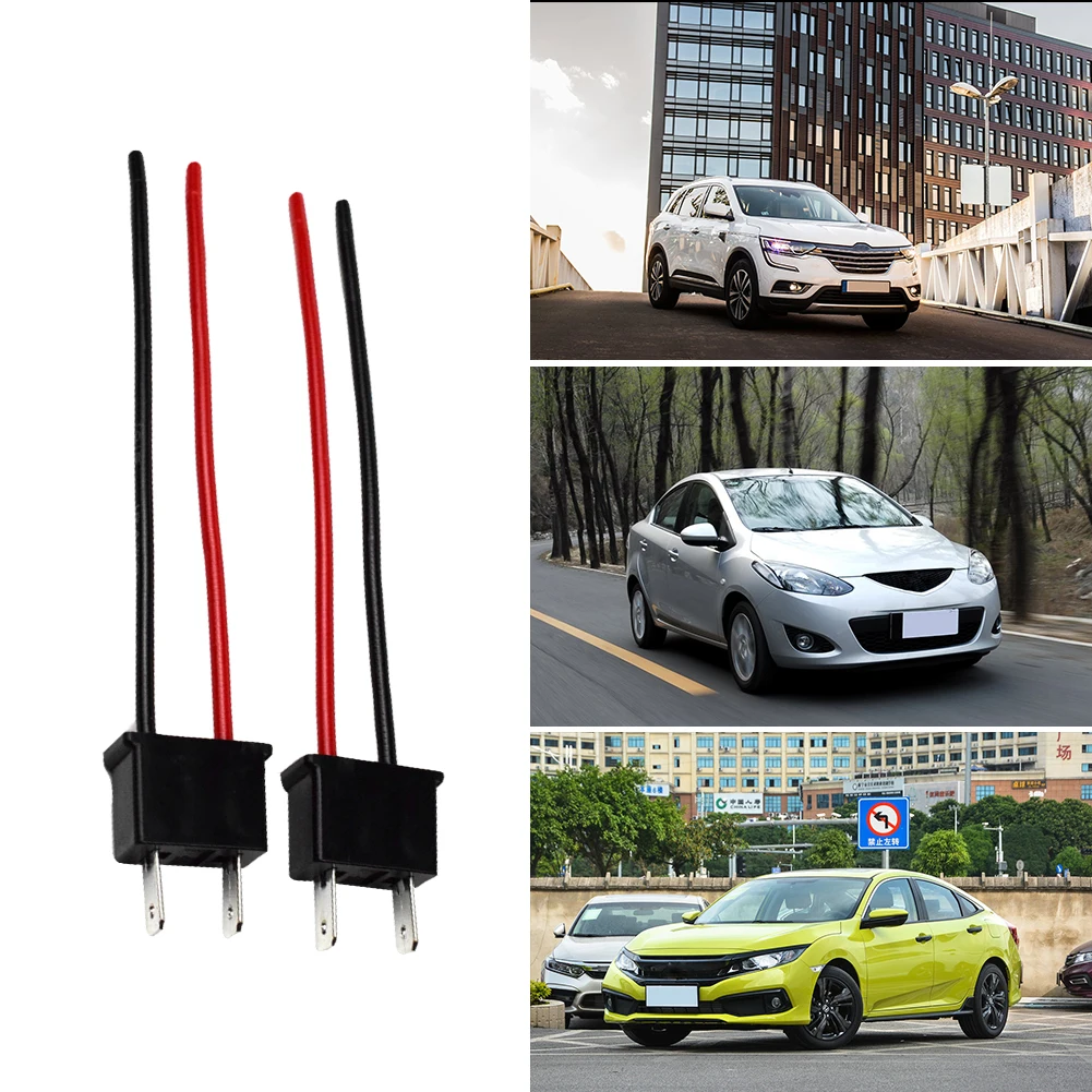2pcs H7 Bulb Socket Wiring Harness Headlight 12V-24V ABS and Copper Wirefor Plug and Play Fog Lamp Male Connector Pig Tail