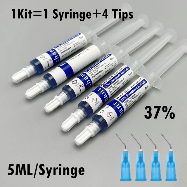 Dental Acid Etching Gel 37% Phosphoric Etchant Gel Light Cure Agent Bonding Dentist Adhesive Material 5ML/Syringe