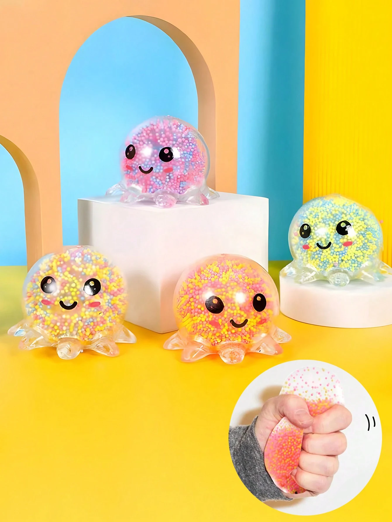 Random Color Soft Octopus Stress Ball Relief Toy Adult Fidget Toy 6 Pcs Stress Ball Basket Party Decoration Gift for Adults stress relief toys fidget toys party toys toy gift filler