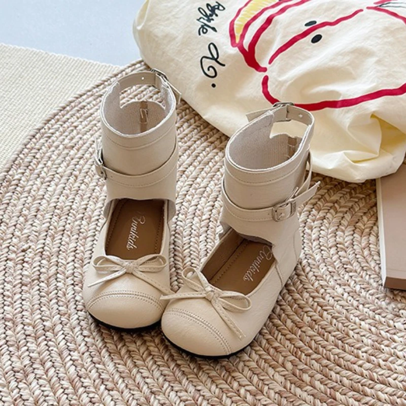 Girls Korean Style Leather Casual Shoes