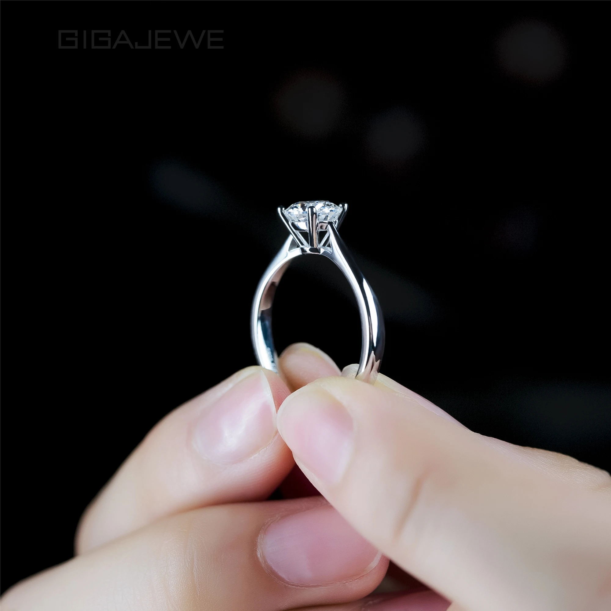 GIGAJEWE 1ct 6.5mm Round Cut D VVS1 Moissanite 925 Silver Ring Diamond Test Passed Fashion Claw Setting Girl Women Gift 3