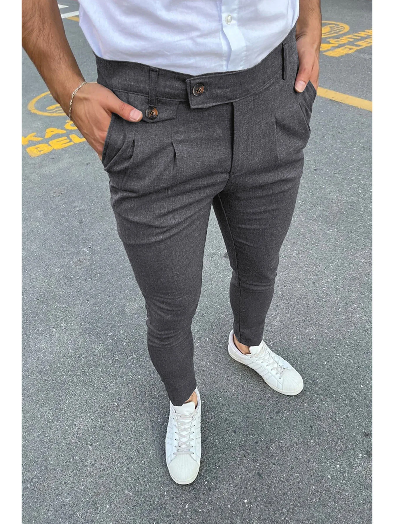 2023 New Men's Casual Pants Fashion Solid Business Leisure Trousers Trend Cool Street Wear Office Pencil Pants Calças Masculinas 3