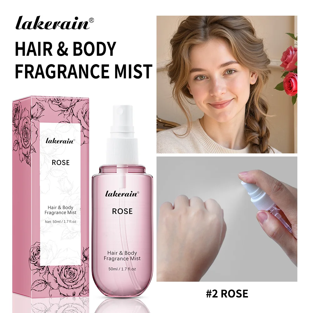 2 Pcs Vanilla Rose Fragrance Spray Hair & Body Fragrance Mist Fresh Long Lasting Fragrance Perfume Travel Size Freshener Spray