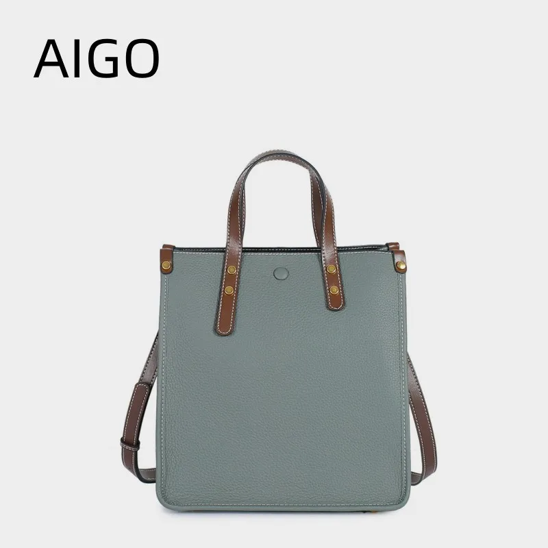 

AIGO Hot Sale Large Tote Bag Leather Women Handbag Office Business Ladies Shoulder Bag Leather Briefcase Commuter Bags Bolas