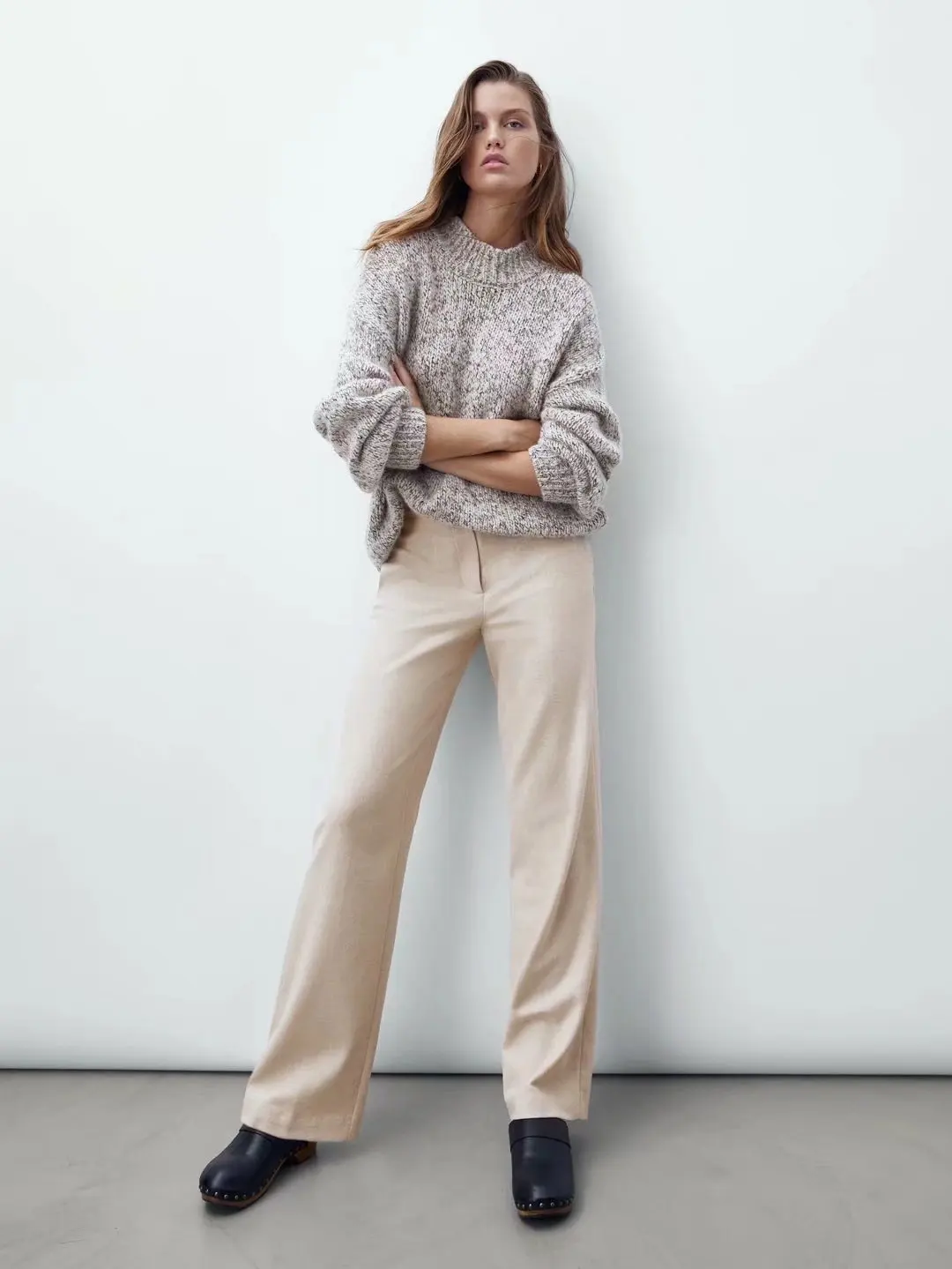 

Women 2023 New Fashion Summer Straight Thin Pants Retro High Waist Zipper Pocket All-match Casual Chic Female Trousers Mujer
