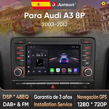 Radio para coche Junsun de 7'' con CarPlay inalámbrico y Android Auto para Audi A3 8P S3 RS3 2003-2012, 2DIN, GPS, multimedia, estéreo, SWC, BT, FM, RDS, DSP, pantalla IPS, sistemas inteligentes para coche, Plug & Play, español local 1
