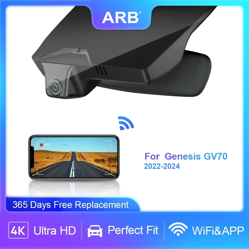 

Dash Cam For Genesis GV70 1st Gen (JK1) 2022 2023 2024, ARB 4K 2160P OEM Style Car Video Recorder APP Control WIFI Connect LHD