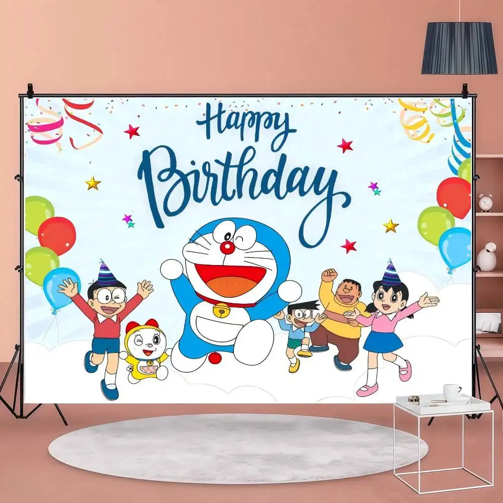 Hintergründe für Fotografie, Kindergeburtstag, Party-Poster, Blumen, Ballondekoration, Fotohintergrund, süßer D-doraemon-Geburtstag – Detail 7