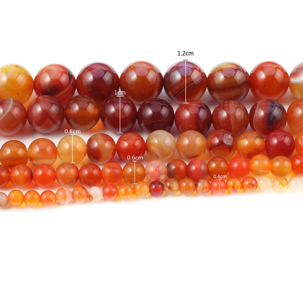

Red Stripe Agate Beads 4/6/8/10/12mm Natural Stone Spacer Beads for Jewelry Making Supplies DIY Necklace Bracelet Accessories