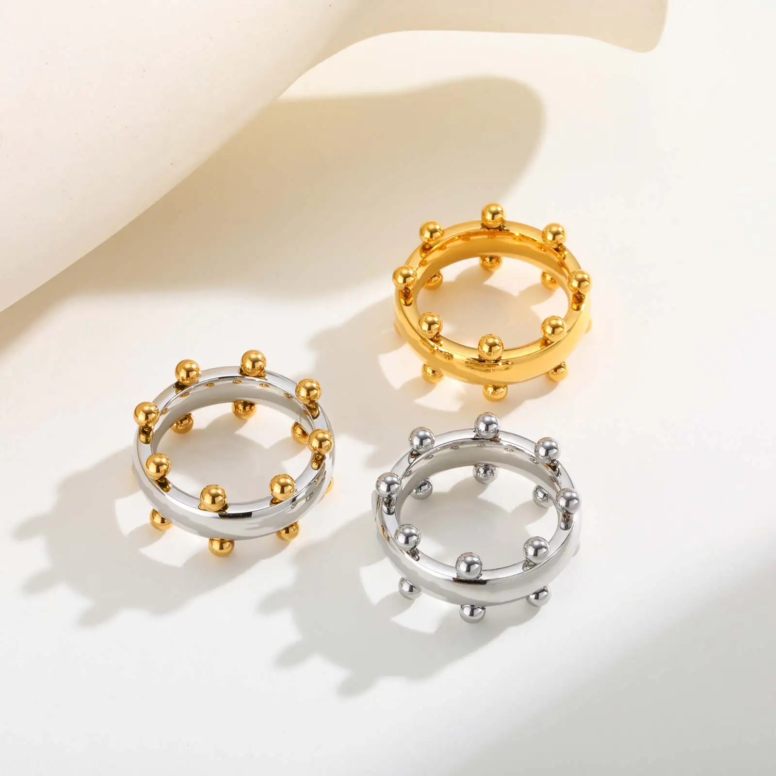 Trendiger Mini-Kugelring aus Edelstahl in verschiedenen Farben für Damen, vergoldete Vingerringe im Vintage-Stil, Party-Luxus-Schmuckgeschenk