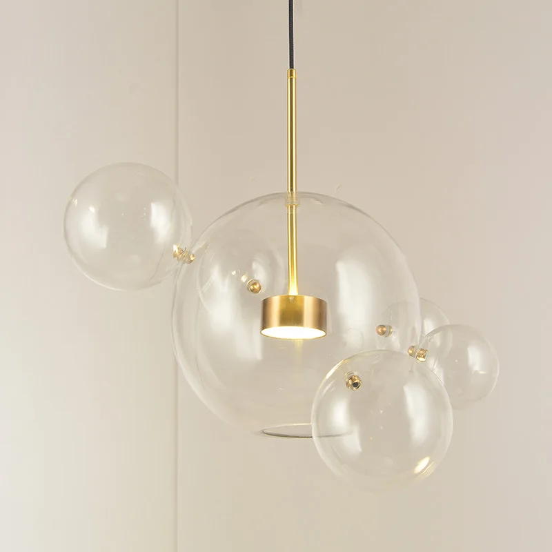 Nordic Glass Bubble LED Ceiling Chandelier for Table Dining Room Bedroom Kitchen Accesories Pendant Lighting Home Decor Fixture