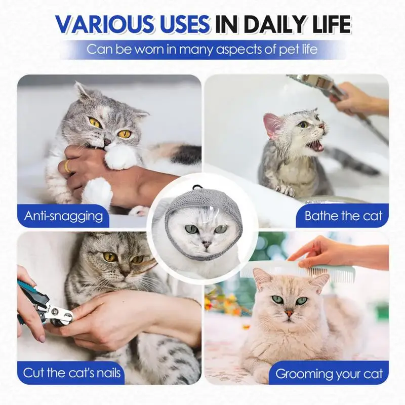 Cat Anti Bite Muzzles Breathable Cat Travel Tools Bath Grooming Supplies Adjustable Kitten Muzzles Anti Scratch Pet Supplies 2