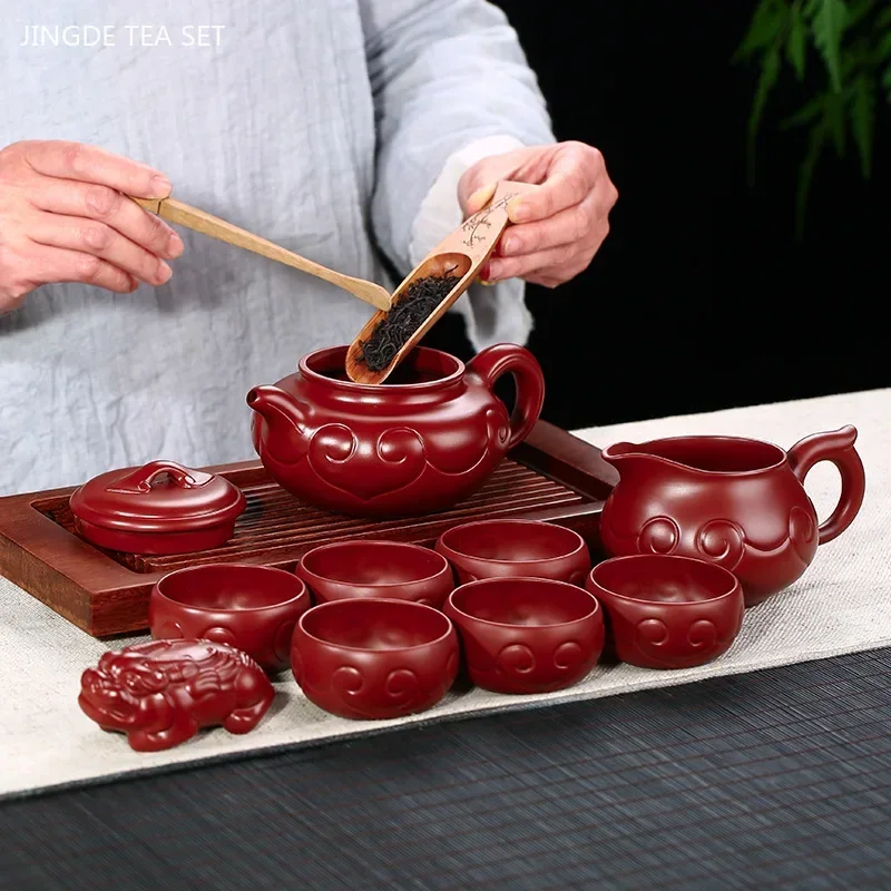 High Quality Purple Clay Tea Set Custom Teapot and Cup Set Handmade Antique Tea Pot Gift Traditional Dahongpao Beauty Teaware