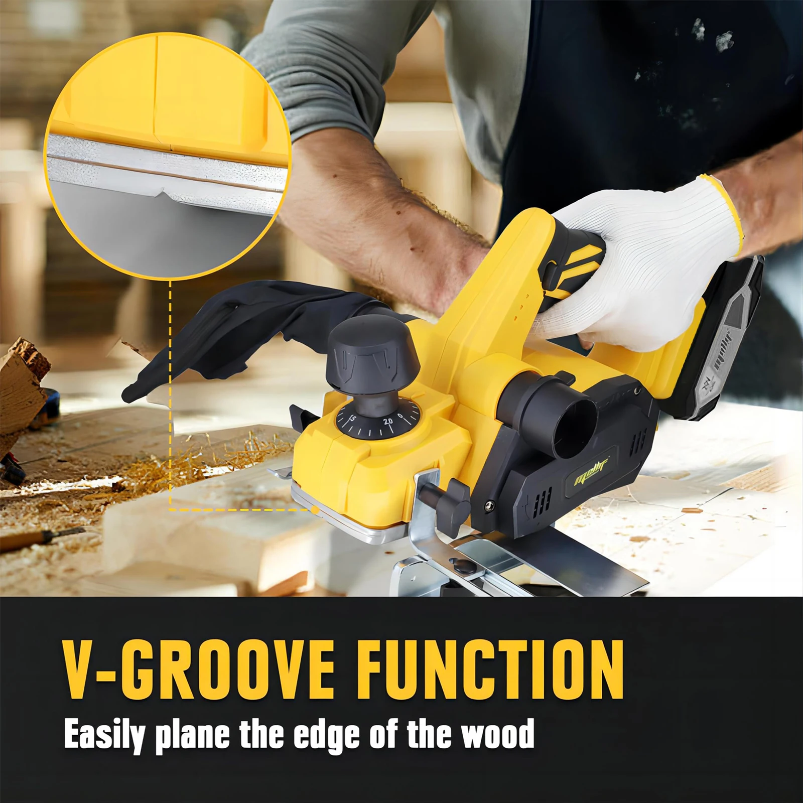 Cordless Handheld Planer Compatible with Dewalt 18V 20V MAX Battery, Brushless Electric Power Planer for Carpenter (NO Battery) 5