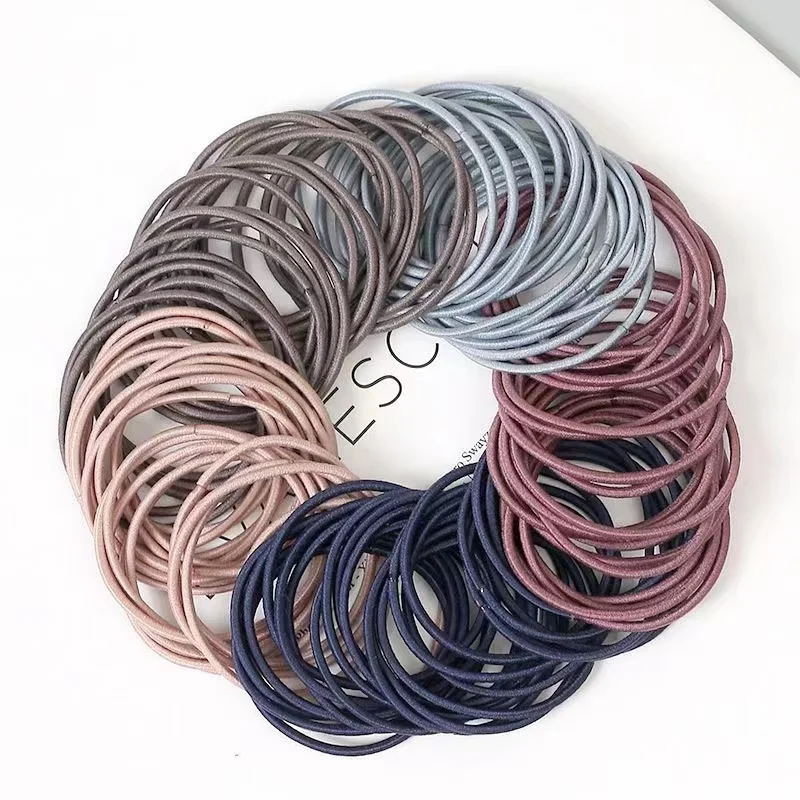 100PCS/Set Women 3.5CM Basic Nylon Elastic Hair Bands