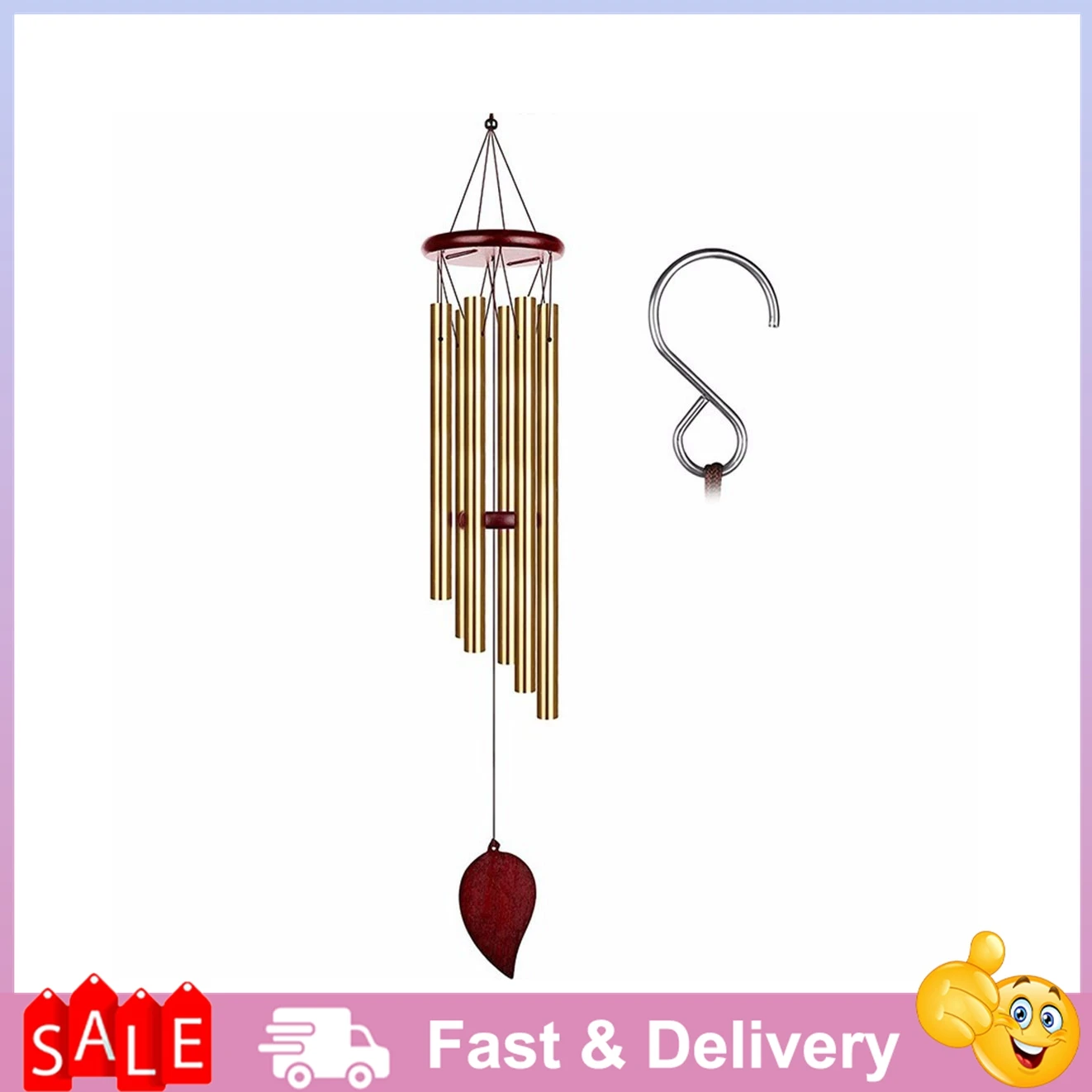 

Good Luck Wind Chimes 6 Tubes Bell Pendant For Home Decorations For Indoor And Outdoor 60x11cm Aluminum Tube + Pine Wind Chimes