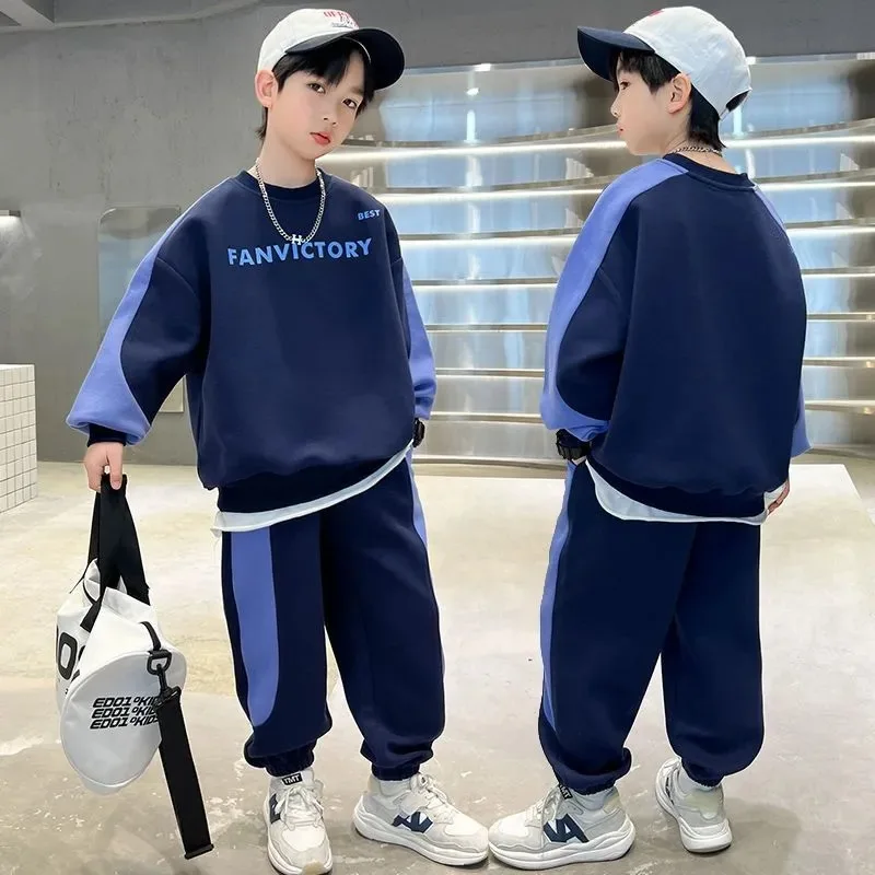 

Boys New Autumn Spring Fashion Sport Sets Teen Kids Long Sleeve Sweatshirts+Pants 2PCS 3-14 Years Children Casual Loose Clothes