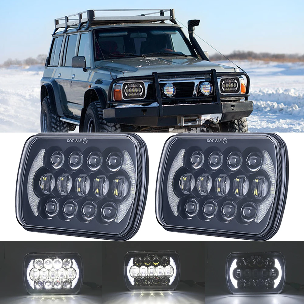 

105W 7x6 ''5x7 дюймов стандартная фара, квадратная фара для грузовика, фара дальнего и ближнего света DRL, автомобильная фара для Jeep Cherokee XJ Wrangler YJ GMC