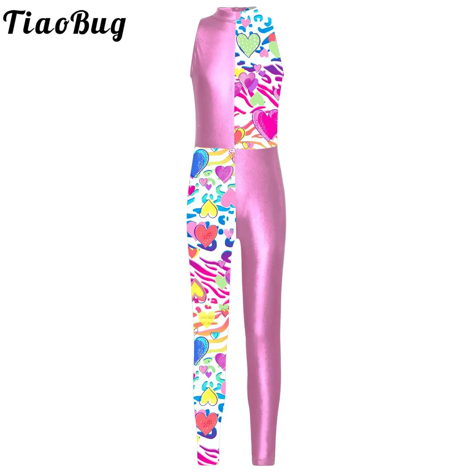 

Детский танцевальный гимнастический купальник для девочек, комбинезон без рукавов, эластичная майка с принтом, унисекс, спортивная одежда для фитнеса