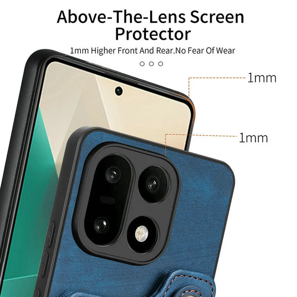 RFID-Blocking Leather Wallet Case with Magnetic Back and Ring Stand