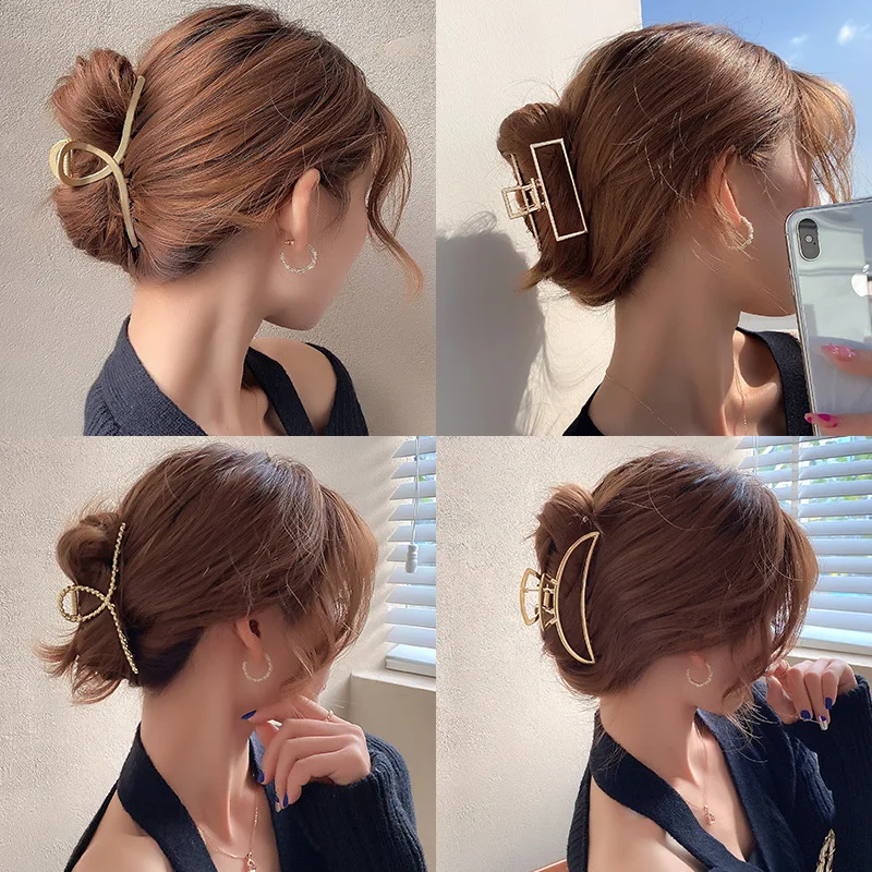 56 arten Heißer Verkauf Koreanische Metall Gold Silber Frauen Haar Pins und Clips Klaue Zubehör Geometrische Krabben Kopf Stück Damen schmuck – Detail 2