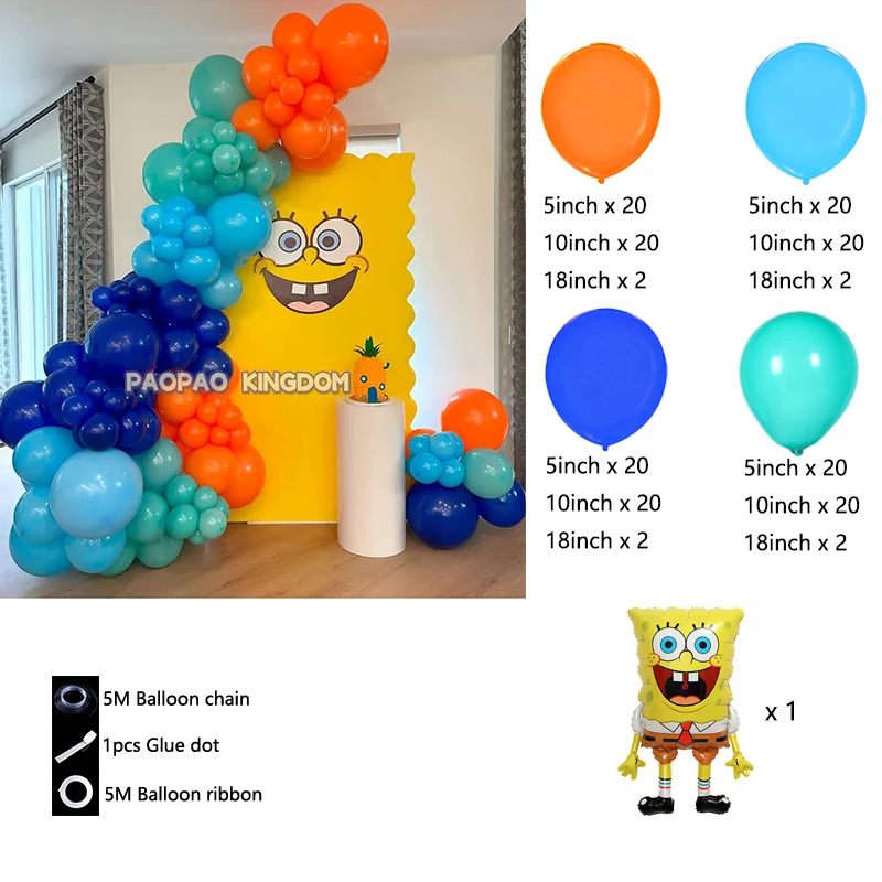 Spongebob Geburtstag Party Dekoration Spongebob Luftballons Einweg Geschirr Teller Serviette Hintergrund für Kinder Party Supplies – Detail 8