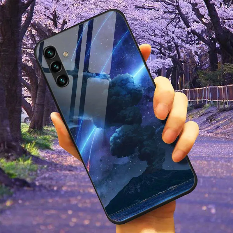 Tempered Glass Hard Cover Case for Samsung Galaxy - Space Design
