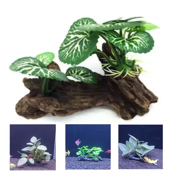 Aquarium simulation plant Plastic Artificial Turtle Tree Trunk plant  Plant Fish Tank Grass Wood Decoration Underwater Plants