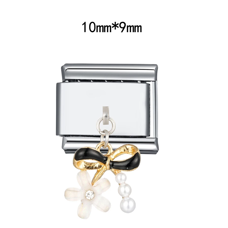 1PC DIY Edelstahl Italienische Charm Links Fit 9mm Armband Schmuck Machen Zubehör Erkenntnisse Stecker Strass CZ Herz – Detail 23