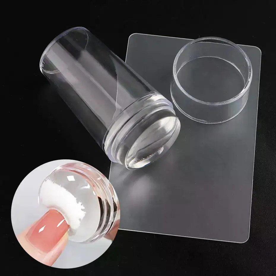 Description Picture 2 of itemTransparent Nail art Stamper With Scraper Jelly Silicone Head Stamp French Nails Printing Nail Art Stamping Plate Manicure New