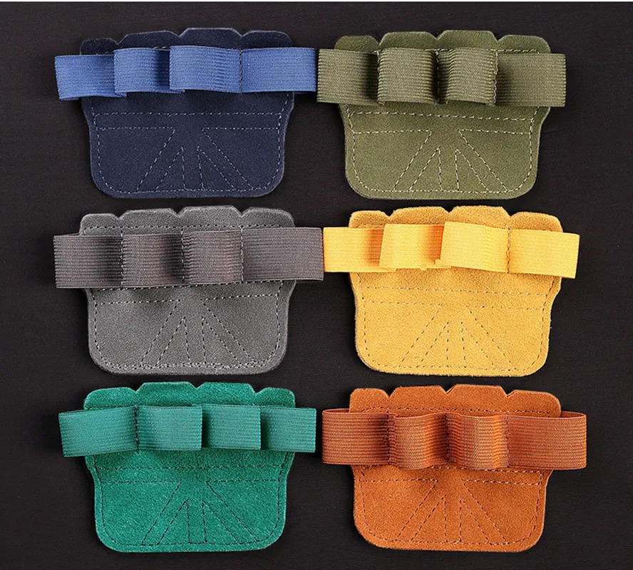 1Pair Weight Lifting Training Gloves Palm Protection Cowhide Fitness Sports Gymnastics Grips Pull Ups Weightlifting Workout 2