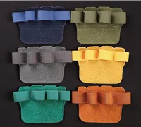 1Pair Weight Lifting Training Gloves Palm Protection Cowhide Fitness Sports Gymnastics Grips Pull Ups Weightlifting Workout 2