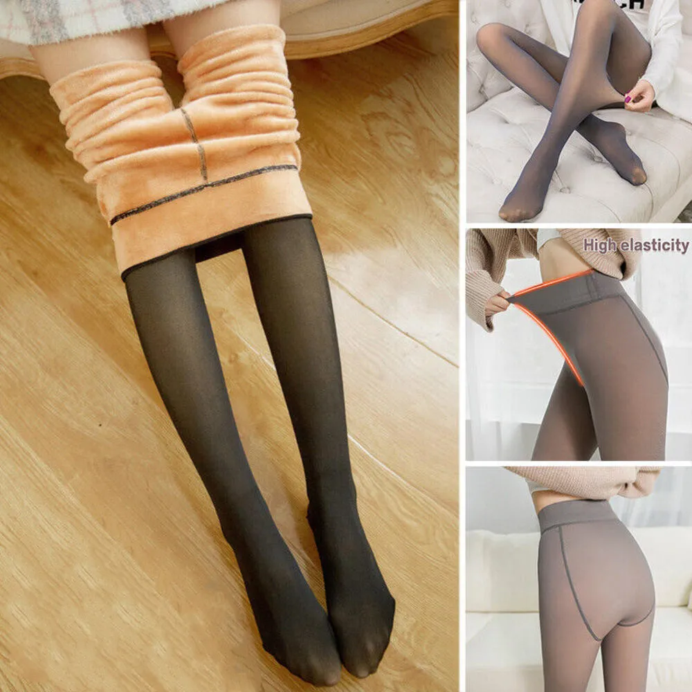 

2022 Women Thick Winter Warm Stockings Double Lined Stretch Fleece Tights High Waist Pantyhose for 80g 220g 300g