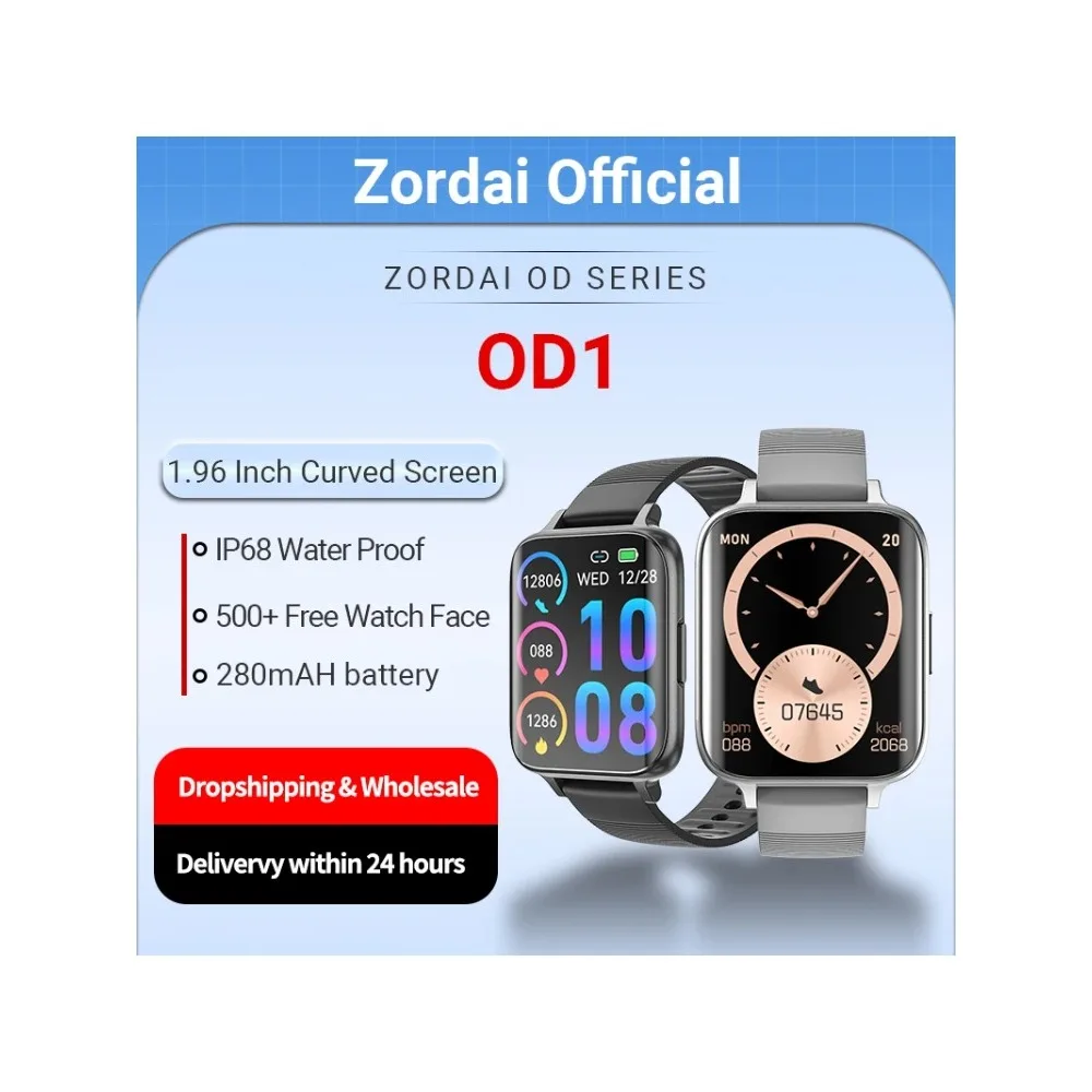

Смарт-часы ZORDAI OD1 с цветным дисплеем, 1,96 дюйма, Bluetooth