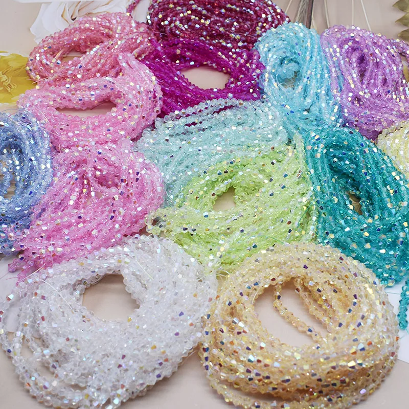 4mm 2 strand 160pcs AB Color Bicone Crystal Glass Beads Loose Spacer Beads Austria Faceted Crystal Jewelry Making DIY
