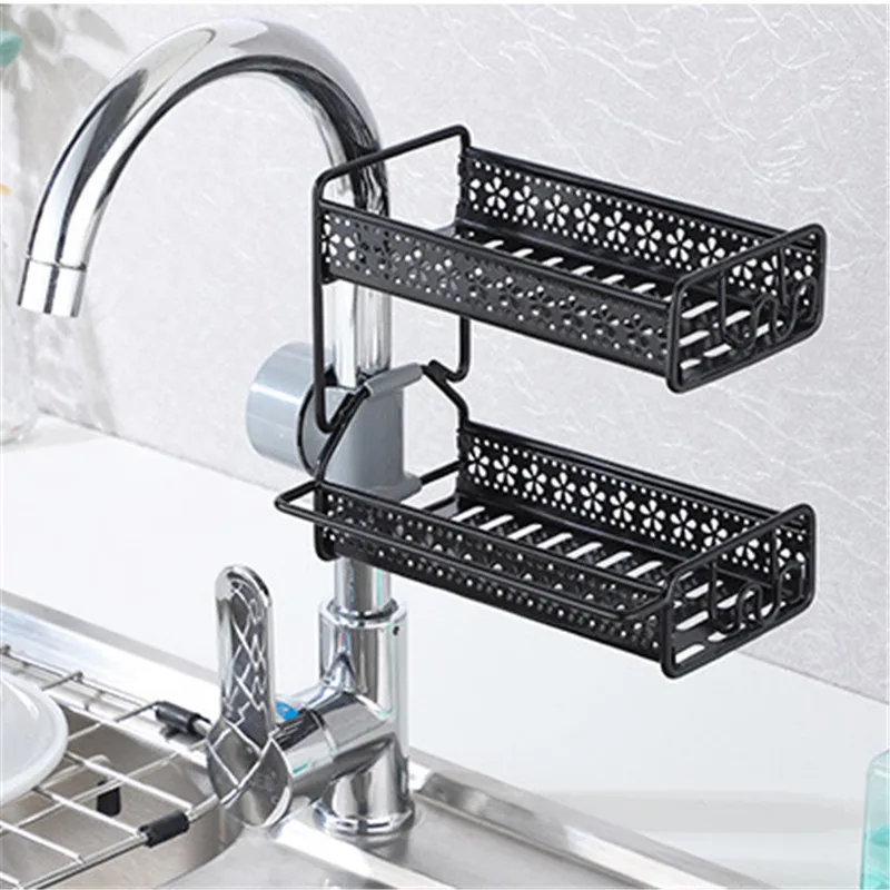 Mensole per il bagno Scaffale portaoggetti in acciaio inox Scolapiatti per lavandino Cestino Rubinetto Organizer da cucina Supporto Mensola Accessori per il bagno_voghion.com
