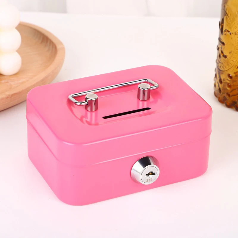 Portable Mini Key Safe Money Box Steel Piggy Bank Sturdy Lockable Coin Box Cash Storage Hidden For Home Store Suitcase