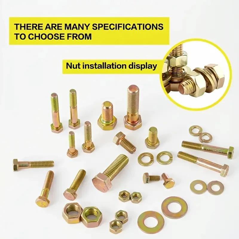 1060 SAE and metric bolt and nut combination Kit 1/4-20 5/16-18 3/8-16 M4 M5 M6 Heavy duty combination hex bolt washer nut