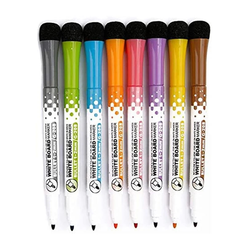Magnetic Dry Erase Markers Fine Tip, Whiteboard Markers with Eraser, 12  Count Colorful Fine Point Dry Erase Markers for Kids - AliExpress